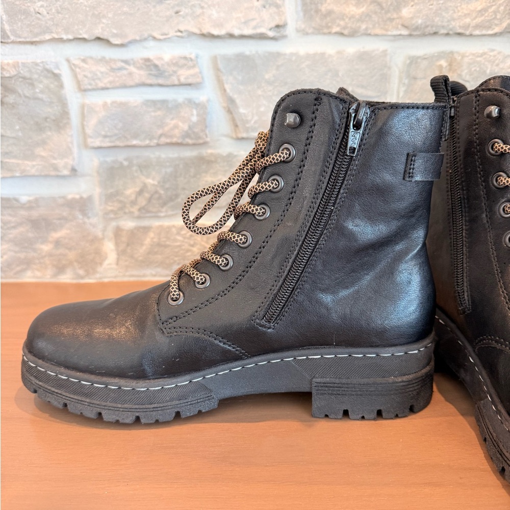 Reiker Black Lace-Up Combat Boots - Picture 3 of 9